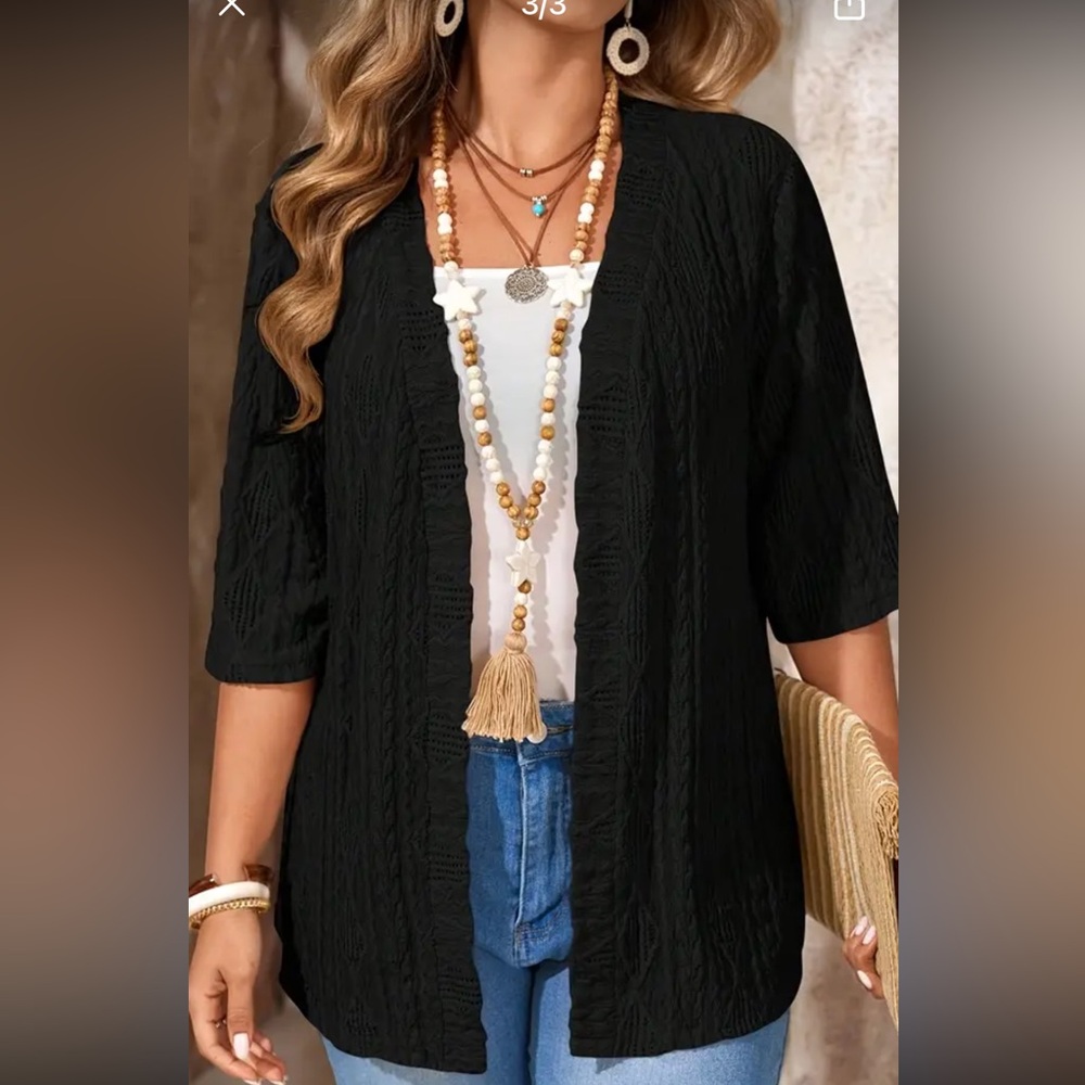 Chic Black Cable Knit Cardigan